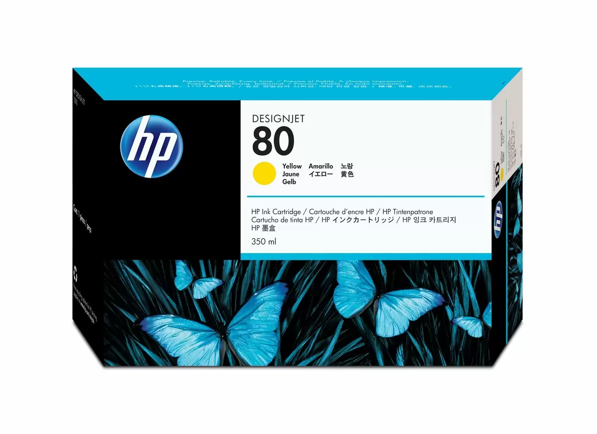 слайд 1 из 1,крупное изображение, hp 80, струйный картридж hp, 350 мл, желтый