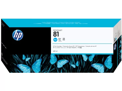 HP 81, Струйный картридж HP на основе красителя, 680 мл, Голубой