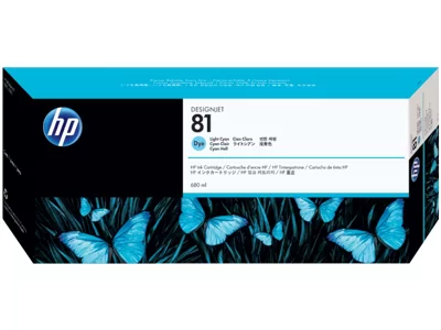 HP 81, Струйный картридж DesignJet с чернилами на основе красителя, 680 мл, Светло-голубой