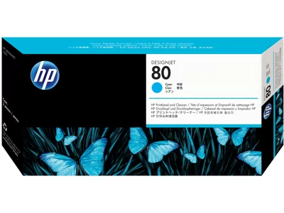 HP 80, Печатающая головка HP, Голубая, и Устройство очистки