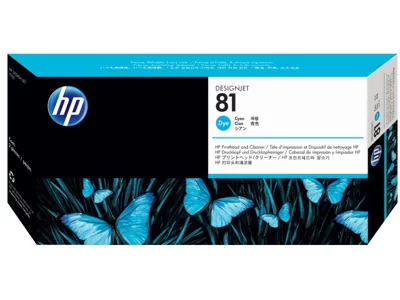 HP 81, Печатающая головка HP, Голубая, Чернила на основе красителя и Устройство очистки