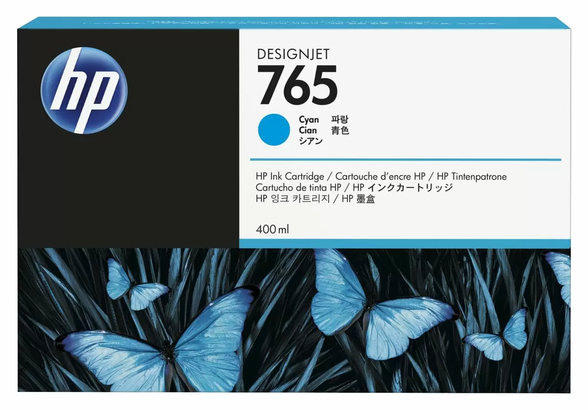слайд 1 из 1,крупное изображение, hp 765, струйный картридж designjet, 400 мл, голубой