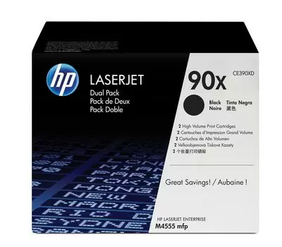 HP 90X, Упаковка 2шт, Оригинальные лазерные картриджи HP LaserJet увеличенной емкости, Черные