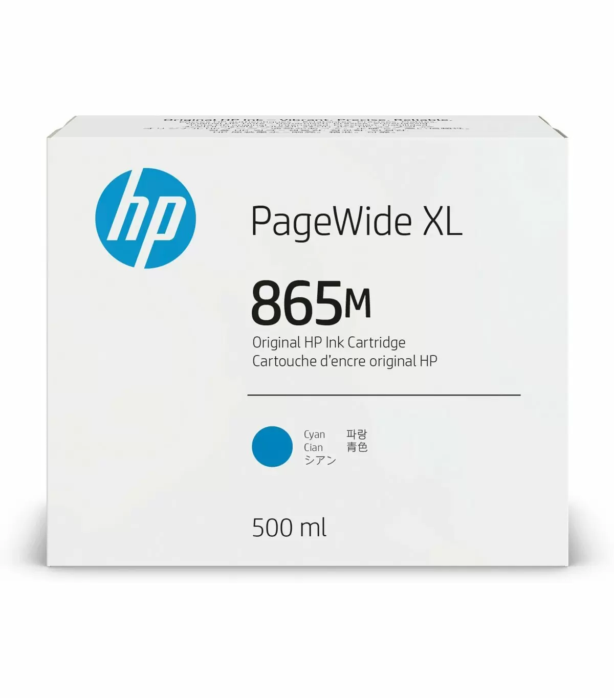 слайд 1 из 1,крупное изображение, струйный картридж hp 865m для pagewide xl, 500 мл, голубой