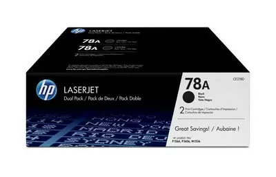 HP 78A, Упаковка 2шт, Оригинальные лазерные картриджи HP LaserJet, Черные