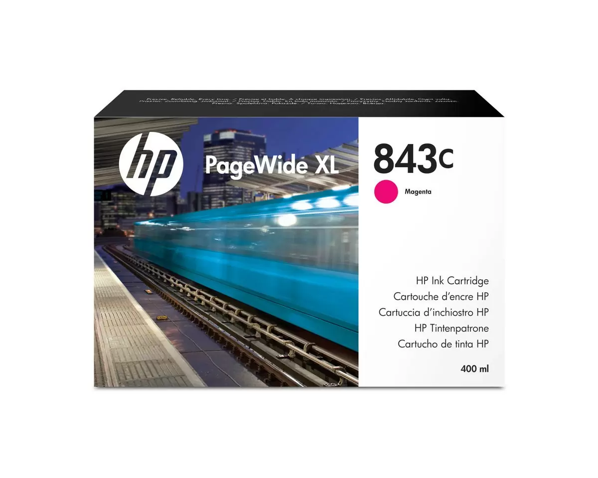 слайд 1 из 1,крупное изображение, hp 843c, струйный картридж pagewide xl, пурпурный (400 мл)