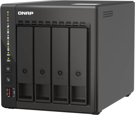 Сетевое хранилище без дисков/ SMB QNAP TS-453E-8G NAS, 4-tray w/o HDD. 2xHDMI-port. 4-core Celeron J6412 2-2.6 GHz, 8GB DDR, 2x2.5Gb LAN, 2 x M.2 2280 PCIe Gen 3 x2, 2x USB 3.2 Gen 2 (10Gbps) Port, 2x USB 2.0 port