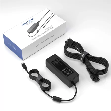 AC Adapter WAVLINK GaN charger PD 100W GaN USB-C fast Charger for laptops & USB docking stations, Type C cable 1.2M, AC cable 1.5M, Input AC100-240V 50/60Hz в Москве