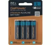 Батарейка GoPower ULTRA LR6 AA BL4 Alkaline 1.5V (4/40/480) (4 шт.)