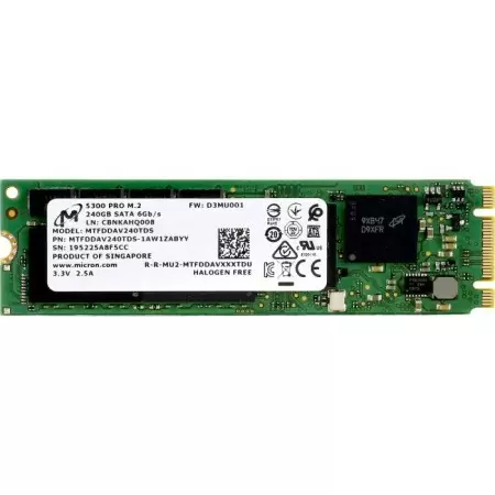 Micron SSD 5300 PRO, 240GB, M.2(22x80mm), SATA3, 3D TLC, R/W 540/310MB/s, IOPs 67 000/40 000, TBW 657, DWPD 1.5 (12 мес.) в Москве