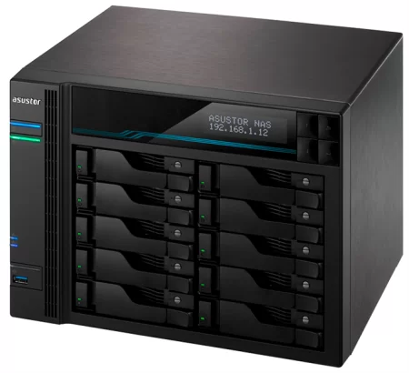 ASUSTOR AS7110T 10-Bay NAS/Media player/Intel Xeon E-2224 3.4GHz up to 4.6GHz(Quad-Core), 8GB SO-DIMM DDR4, noHDD(HDD,SSD),/10x1GbE+3x2,5Gbe(LAN)/3xUSB3.2,HDMI/M.2/4ip camera license ; 90IX01D1-BW3S1 недорого