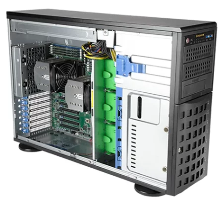 Supermicro Super Workstation 4U Tower 740A-T no CPU(2)3rd Gen Xeon Scalable/TDP 270W/ no DIMM(16)/SATARAID HDD(8)LFF/3x5,25/2x1GbE/6xFHHL,M2/1200W в Москве