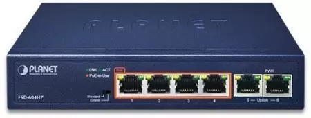 коммутатор/ PLANET 4-Port 10/100TX 802.3at POE + 2-Port 10/100TX Desktop Switch (60W POE Budget, 250m Extend mode, fanless, internal Power Supply) недорого