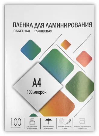 Пленка для ламинирования A4, 216х303 (100 мкм) глянцевая 100шт, ГЕЛЕОС [LPA4-100] Пленка 216х303 (100 мик) 100 шт. в Москве