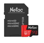 Netac P500 Extreme PRO 512GB MicroSDXC V30/A1/C10 up to 100MB/s, retail pack with SD Adapter Netac P500 Extreme PRO 512GB MicroSDXC V30/A1/C10 up to 100MB/s, retail pack with SD Adapter