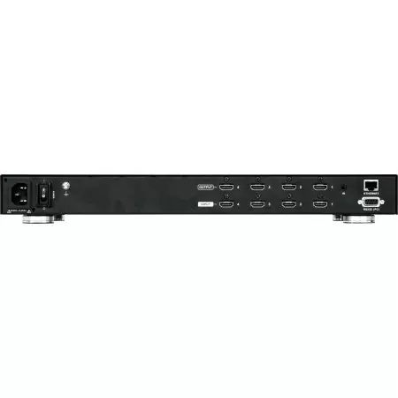 Переключатель, электрон., HDMI, 4> 4 монитора, без шнуров, (480p/720p/1080i/1080p-1920x1080/VGA/SVGA/SXGA/UXGA-1600x1200/WUXGA-1920x1200) функция плавного переключения[VM5404H]/ 4x4 HDMI Matrix Switch W/Scaler W/EU POW дешево