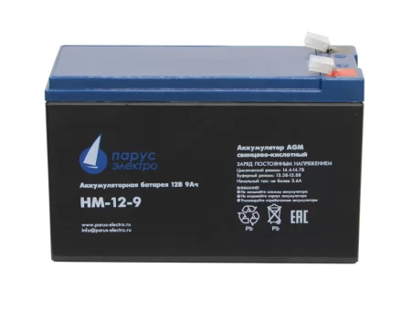 Парус-электро Аккумуляторная батарея для ИБП HM-12-9 (AGM/12В/9,0Ач/клемма F2) недорого