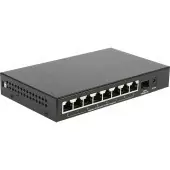 Unmanaged Switch 8x100Base-TX PoE, 1x1000Base-X SFP, PoE Budget 80W, metal case