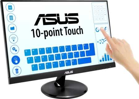 ASUS 21.5" VT229H Touch IPS LED, 1920x1080, 5ms, 250cd/m2, 178°/178°, 100mln:1, D-SUB, HDMI, USB, колонки, Tilt, VESA, Black, 90LM0490-B01170 дешево