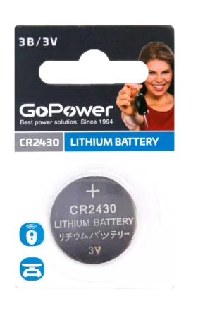 Батарейка GoPower CR2430 BL1 Lithium 3V (1/40/2000) (1 шт.) в Москве