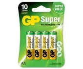 Алкалиновые батарейки GP Super Alkaline 15А АA - 4 шт. на блистере