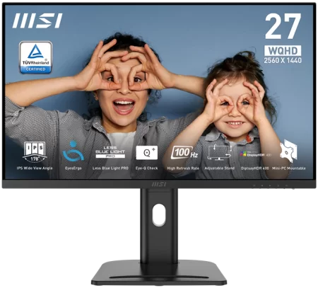 MSI PRO MP273QP E2 27" 16:9 WQHD(2560x1440) IPS Flat,1ms(MPRT),1000:1,100M:1,400nit,178/178,2xHDMI 2.0,DP 1.2,Speaker,Tilt,Swivel,Height,Pivot,VESA,100Hz,Black,1y war-ty в Москве