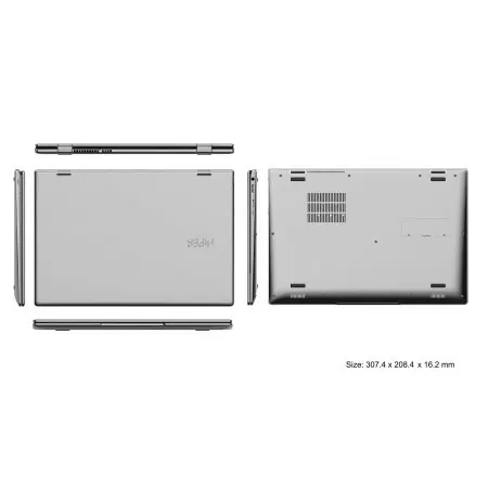 Ноутбук/ HIPER SLIM 360 13.3"(1920x1080 IPS)/Touch/Intel Core i5 1235U(1.3Ghz)/8192Mb/256SSDGb/noDVD/Int:Intel UHD Graphics/Cam/BT/WiFi/38WHr/war 1y/1.26kg/Silver/DOS + Screen 60Hz, 250nits