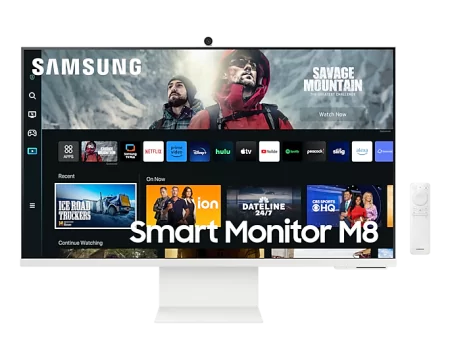 Samsung 32" Smart monitor M8 S32CM801UI VA 3840x2160 4ms 400cd 3000:1 178/178 HDMI USB-C USB-hub MM Camera SmartTizen 60Hz HDR10+ sRGB 99% HAS Pivot WiFi5 Bluetooth5.2 VESA White недорого