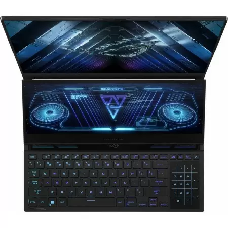 Ноутбук/ ASUS ROG Zephyrus Duo 16 GX650PY-NM085W 16"(2560x1600 mini LED)/AMD Ryzen 9 7945HX(2.5Ghz)/32768Mb/2TbPCISSDGb/noDVD/Ext:nVidia GeForce RTX4090(16384Mb)/Cam/BT/WiFi/90WHr/war 1y/2.67kg/Black/Win11Home + NumberPad; доп экран ScreenPad Plus 14"(384 дешево