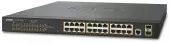 коммутатор/ PLANET IPv4, 24-Port Managed 802.3at POE+ Gigabit Ethernet Switch + 2-Port 100/1000X SFP (300W)