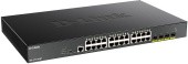 Коммутатор/ DGS-1250-28XMP Smart L2 Switch 24x1000Base-T PoE, 4х10GBase-X SFP+, PoE Budget 370W, CLI, RJ45 Console