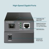 Медиаконвертер/ Gigabit WDM media converter, 9/125µm Single-mode Fiber, 1 SC Fiber port, 1 100/1000Mbps RJ-45 port, wave length 1310nm/1550nm