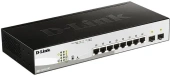 Коммутатор/ DGS-1210-10P/FL Managed L2 Switch 8x1000Base-T PoE, 2x1000Base-X SFP, PoE Budget 65W, Surge 6KV, CLI