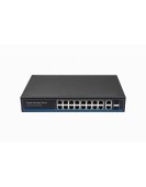 Управляемый L2 PoE коммутатор Gigabit Ethernet на 16 RJ45 PoE + 2 x RJ45 + 2 GE SFP портов. Порты: 16 x GE (10/100/1000 Base-T) с поддержкой PoE (IEEE 802.3af/at), 2 x GE (10/100/1000 Base-T) Uplink, 2 x GE SFP Uplink. Соответствует стандартам PoE IEEE 80