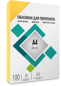 Обложки для переплета А4 "кожа" желтые 100 шт, ГЕЛЕОС [CCA4Y] Обложки А4 "кожа" желтые 100 шт.