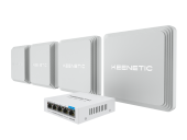 Маршрутизатор/ Набор Keenetic Orbiter Pro 4-Pack Гигабитный интернет-центр с Mesh Wi-Fi 5 AC1300, 2-портовым Smart-коммутатором, переключателем режима роутер/ретранслятор и питанием Power over Ethernet (БП не входят в комплект) и Keenetic PoE+ Switch 5 (K