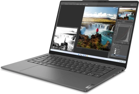 Ноутбук/ Lenovo Yoga Pro 7 14AHP9 14.5"(3072x1920 IPS)/AMD Ryzen 7 8845HS(3.8Ghz)/16384Mb/1024SSDGb/noDVD/Int:AMD Radeon 780M/Cam/BT/WiFi/73WHr/war 1y/1.49kg/luna grey/Win11Home + 140W, RU kbd дешево