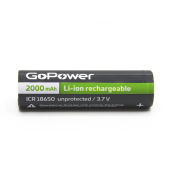 Аккумулятор Li-ion GoPower ICR18650 PC1 3.7V 2000mAh без защиты плос.конт. (1/80/160)