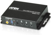 Конвертер с возможностью масштабирования, VGA+AUDIO=>HDMI, HD-DB15+MIM-JACK>HDMI, Female, Б.П. 5.3V, (1920x1200 DDC2B 1080p)/ VGA TO HDMI CONFERTER W/SCALER W/EU ADP