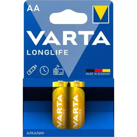 Батарейка Varta LONGLIFE LR6 AA BL2 Alkaline 1.5V (4106) (2/40/200) (2 шт.) в Москве