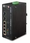коммутатор/ PLANET IP30 6-Port Gigabit Switch with 4-Port 802.3AT POE+ plus 2-port 100/1000X SFP (-40 to 75 C)