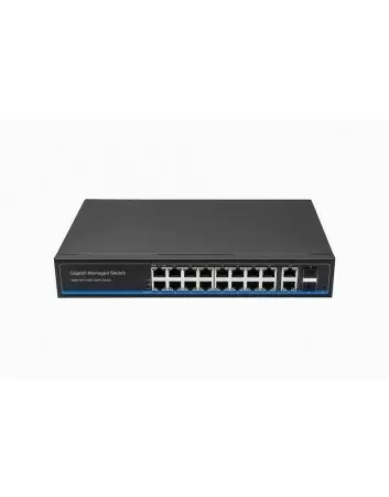 Управляемый L2 PoE коммутатор Gigabit Ethernet на 16 RJ45 PoE + 2 x RJ45 + 2 GE SFP портов. Порты: 16 x GE (10/100/1000 Base-T) с поддержкой PoE (IEEE 802.3af/at), 2 x GE (10/100/1000 Base-T) Uplink, 2 x GE SFP Uplink. Соответствует стандартам PoE IEEE 80 недорого