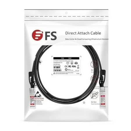 Твинаксиальный медный кабель/ 1m (3ft) FS for Mellanox MCP2100-X001A Compatible 10G SFP+ Passive Direct Attach Copper Twinax Cable P/N в WideLAB