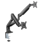 Кронштейн для 2 мониторов ONKRON/ 13-32" ГАЗЛИФТ макс 100*100 наклон -90º/+90º, поворот +-90°, 2 колена, вылет от стены до 525мм, крепление к столу 10-85мм, макс общий вес 9кг, черный