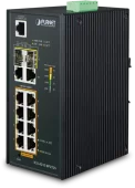 коммутатор/ PLANET IP30 Industrial L2/L4 8-Port 10/100/1000T 802.3at PoE + 2-Port 10/100/100T + 2-Port 100/1000X SFP Managed Switch (-40~75 degrees C), dual redundant power input on 48~56VDC terminal block, SNMPv3, 802.1Q VLAN, IGMP Snooping, SSL, SSH, AC