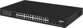 PoE коммутатор Fast Ethernet на 24 x RJ45 портов + 4 x GE Combo uplink порта. Порты: 24 x FE (10/100 Base-T) с поддержкой PoE (IEEE 802.3af/at), 4 x GE Combo Uplink (RJ45 + SFP). Соответствует стандартам PoE IEEE 802.3af/at. Автоматическое определение PoE