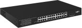 PoE коммутатор Fast Ethernet на 24 x RJ45 портов + 2 x GE Combo uplink порта. Порты: 24 x FE (10/100 Base-T) с поддержкой PoE (IEEE 802.3af/at), 2 x GE Combo Uplink (RJ45 + SFP). Соответствует стандартам PoE IEEE 802.3af/at. Автоматическое определение PoE