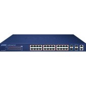 коммутатор/ PLANET SGS-5240-24P4X L2+ 24-Port 10/100/1000T 802.3at PoE + 4-Port 10G SFP+ Stackable Managed Switch (370-watt PoE budget, Hardware Layer3 IPv4/IPv6 Static Routing, ERPS Ring, hardware stacking up to 6 units, IP clustering up to 16 units)
