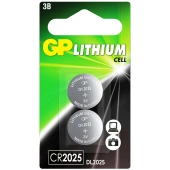 Литиевая дисковая батарейка GP Lithium CR2025 - 2 шт. в блистере