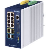 коммутатор/ PLANET IGS-6329-8UP2S2X IP30 DIN-rail Industrial L3 8-Port 10/100/1000T 802.3bt PoE + 2-port 1G/2.5G SFP + 2-Port 10G SFP+ Full Managed Switch (-40 to 75 C, 8-port 95W PoE++, 802.3bt/PoH/Force modes, DIDO, ERPS Ring, 1588 PTP TC, Modbus TCP, O